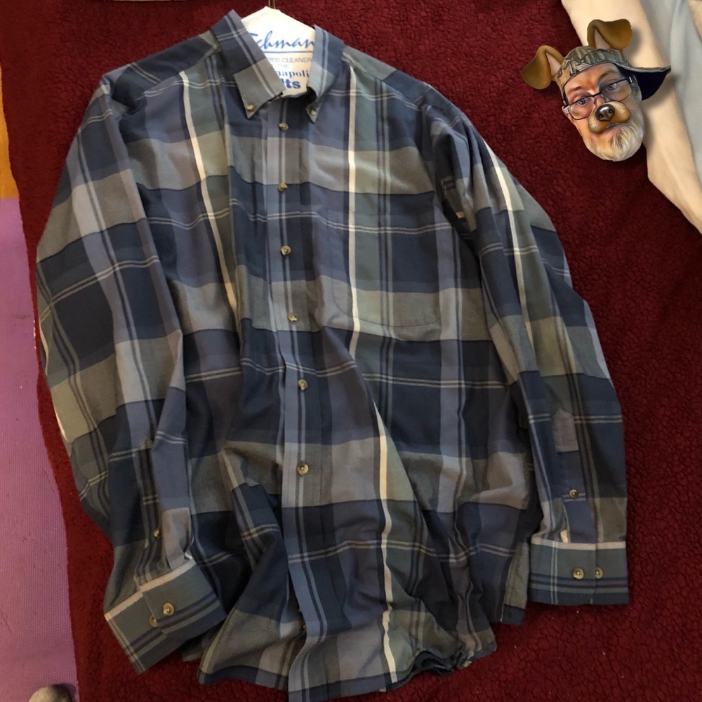 Roundtree & Yorke Mens wrinkle Free Button Down Casual Plaid Shirt Size L